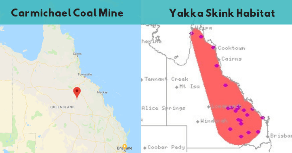 carmichael coal mine yakka skink habitat map stop adani